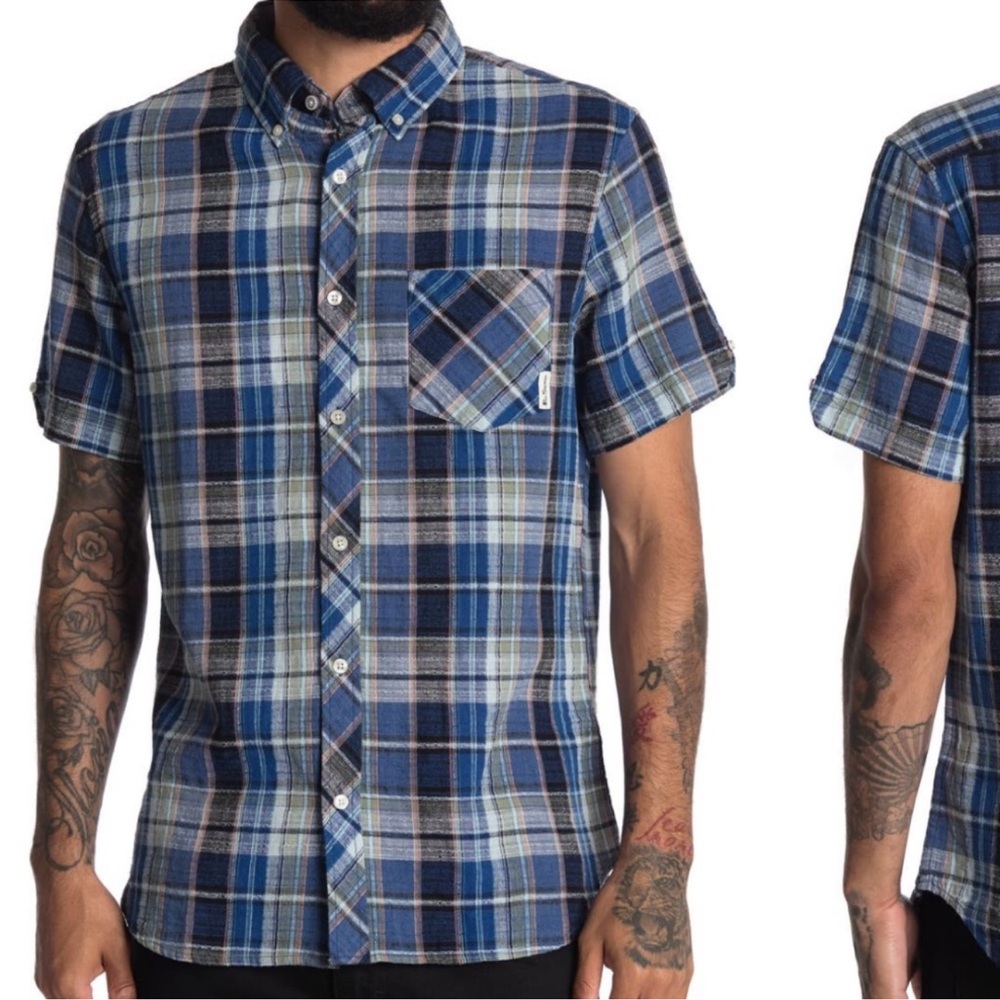 NWT Ben Sherman linen/cotton plaid shirt